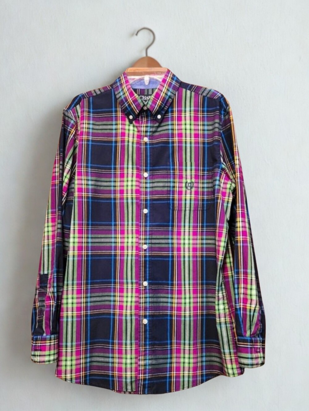 Chaps Easy Care Men's Long Sleeve Button Down Shirt Size Medium